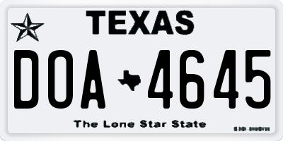 TX license plate DOA4645
