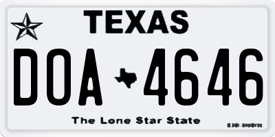 TX license plate DOA4646