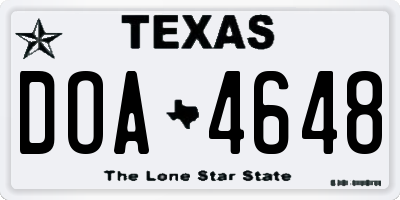 TX license plate DOA4648