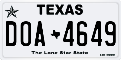 TX license plate DOA4649