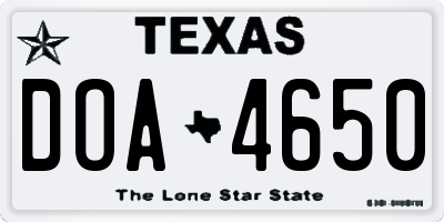 TX license plate DOA4650