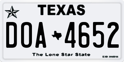 TX license plate DOA4652