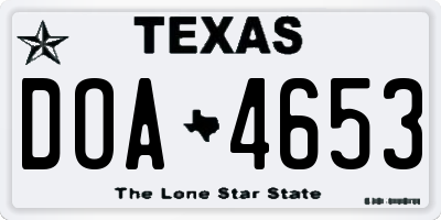 TX license plate DOA4653