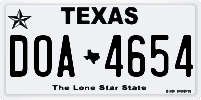 TX license plate DOA4654