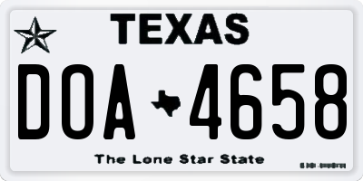 TX license plate DOA4658