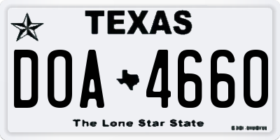 TX license plate DOA4660