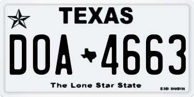 TX license plate DOA4663