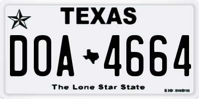 TX license plate DOA4664