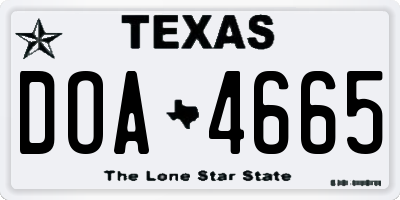 TX license plate DOA4665