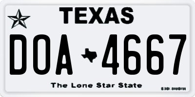 TX license plate DOA4667