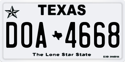 TX license plate DOA4668