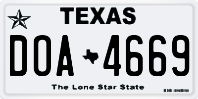 TX license plate DOA4669