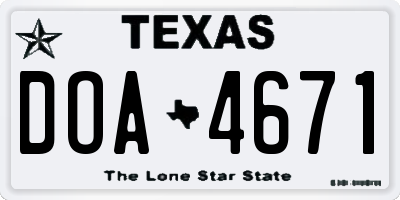 TX license plate DOA4671