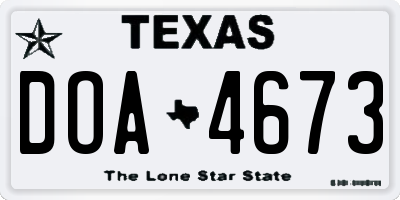 TX license plate DOA4673