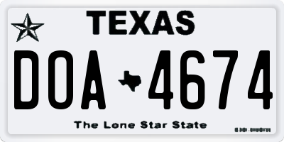 TX license plate DOA4674