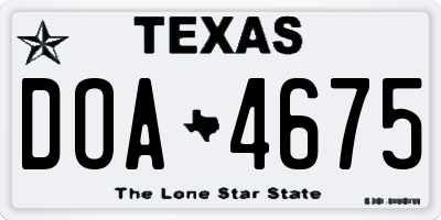 TX license plate DOA4675
