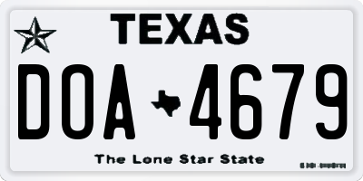 TX license plate DOA4679