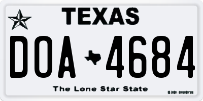 TX license plate DOA4684