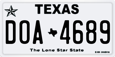 TX license plate DOA4689