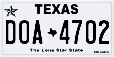 TX license plate DOA4702