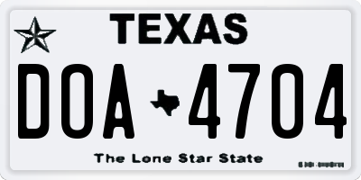 TX license plate DOA4704