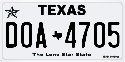 TX license plate DOA4705