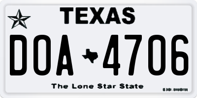 TX license plate DOA4706