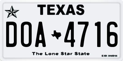 TX license plate DOA4716