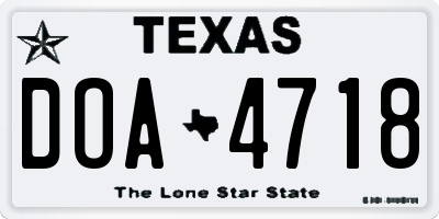 TX license plate DOA4718