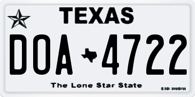 TX license plate DOA4722