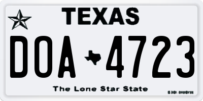TX license plate DOA4723