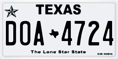 TX license plate DOA4724