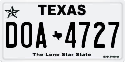 TX license plate DOA4727