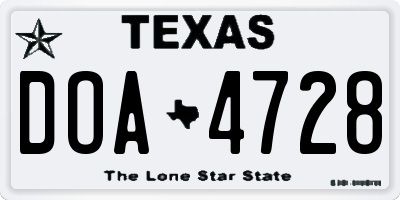 TX license plate DOA4728
