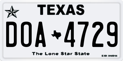 TX license plate DOA4729