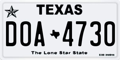TX license plate DOA4730