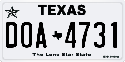 TX license plate DOA4731
