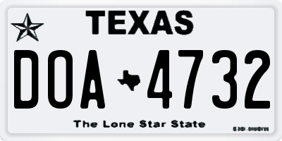 TX license plate DOA4732