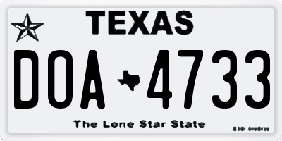 TX license plate DOA4733