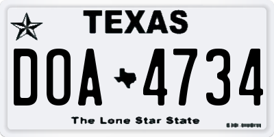 TX license plate DOA4734