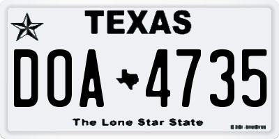 TX license plate DOA4735