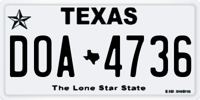 TX license plate DOA4736