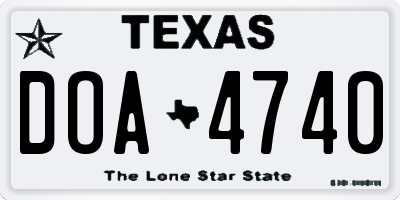 TX license plate DOA4740