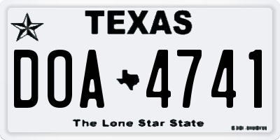 TX license plate DOA4741