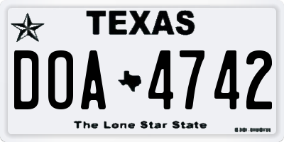 TX license plate DOA4742