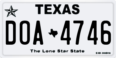 TX license plate DOA4746