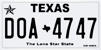 TX license plate DOA4747