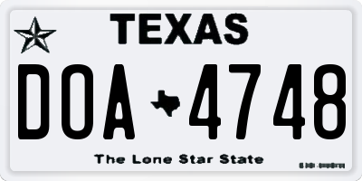 TX license plate DOA4748