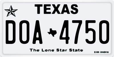 TX license plate DOA4750