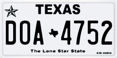 TX license plate DOA4752